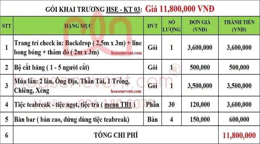 dịch vụ tổ chức khai trương trọn gói